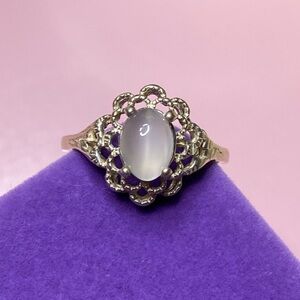 💛 Elegant 925 Silver White Cats Eye Ring
